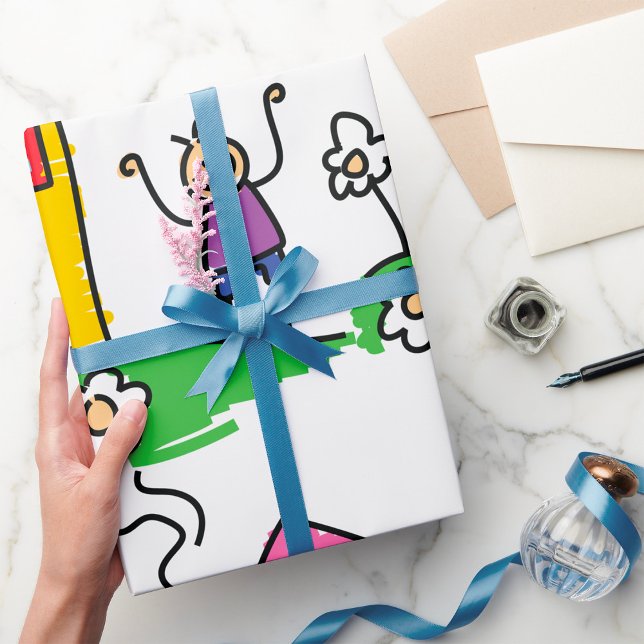 Papel De Presente Casa Feliz, Casa Colorida e Figura Fixa (Criador carregado)