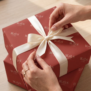 Papel De Presente Casais de noivos rústicos elegantes iniciais