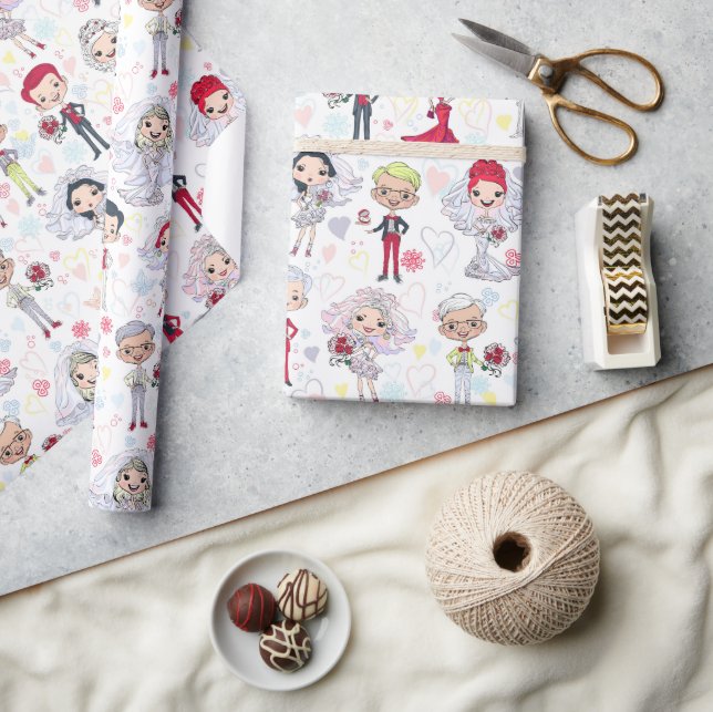 Papel De Presente Casais do chá de panela (Artesanato)