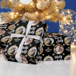 Papel De Presente Casal 2 Fotos Natal preto moderno