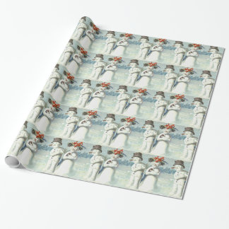 Papel De Presente Casal de Boneco de Neve Campo de Neve de Inverno