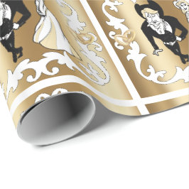 Papel De Presente Casal De Casamento Da Cartoon Ocidental Sobre O Em