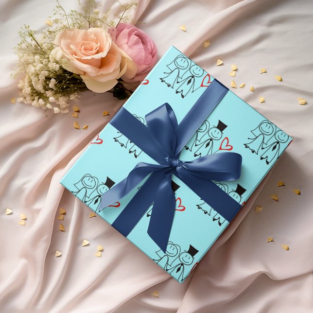 Papel De Presente Casal de Casamento do Balão de Amor (Criador carregado)