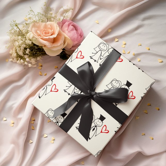 Papel De Presente Casal de Casamento do Balão de Amor (Criador carregado)