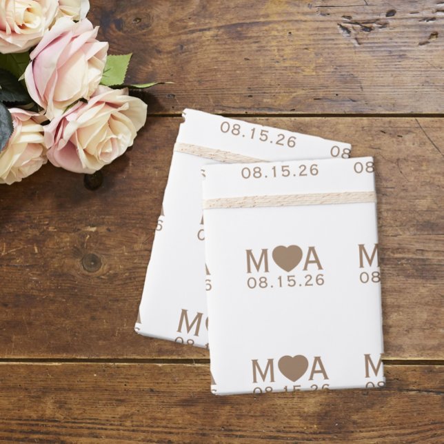 Papel De Presente Casal de Casamento Papel de Moldagem Monograma (Criador carregado)