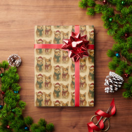 Papel De Presente Casal de Corgi Elegante Natal Festa de Fim de Ano 