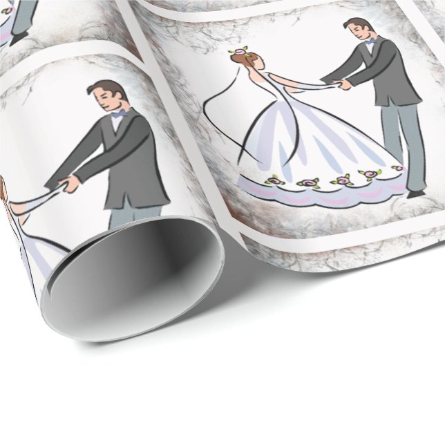 Papel De Presente Casal de dança de casamento dançando (Ponta do rolo)