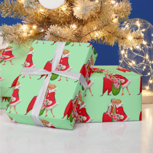 PAPEL DE PRESENTE CASAL DE NATAL ROMÂNTICO RETRÔ