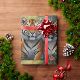 Papel De Presente Casal de Tigre-Cute na floresta