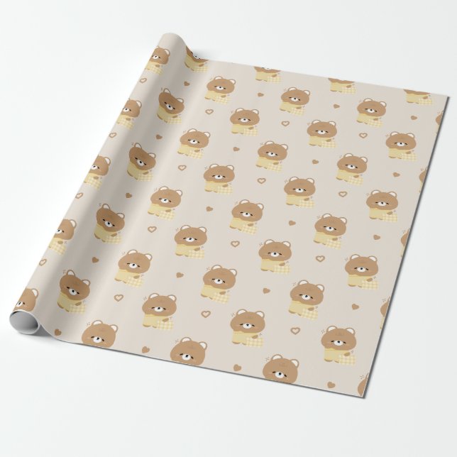 Papel De Presente Casal De Urso Marrom Com Sono (Desenrolado)
