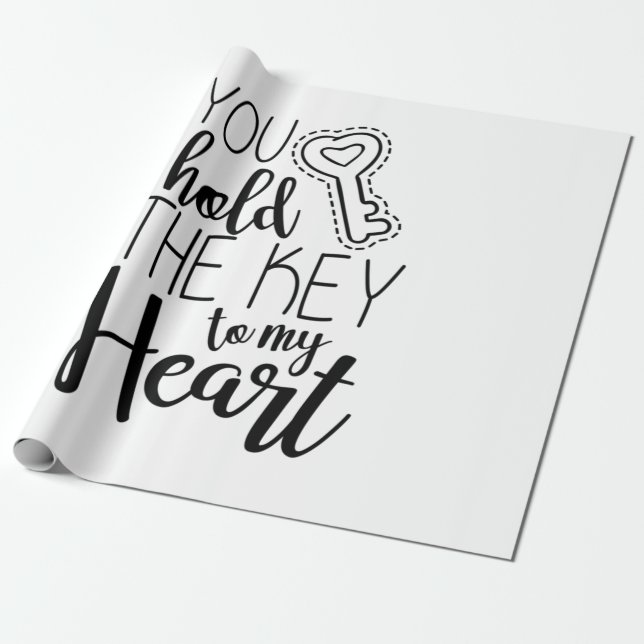 Papel De Presente Casal Deu-Te A Chave Do Meu Coração (Desenrolado)