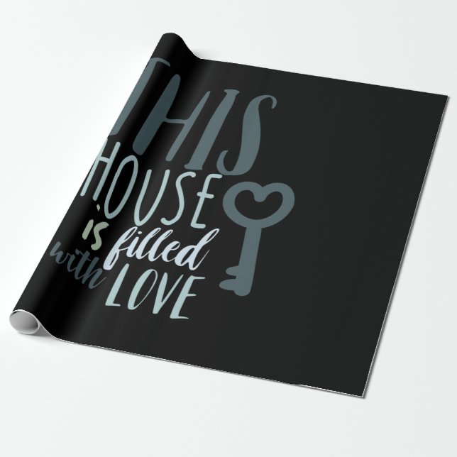 Papel De Presente Casal Presente Esta Casa Está Cheio De Amor (Desenrolado)