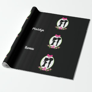 Papel De Presente Casal Silhouette com Nomes de noiva e noivo