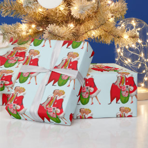 Papel De Presente Casal Vintage de Natal de 1950