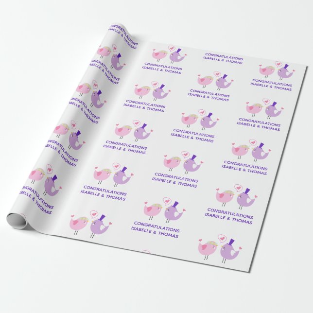 Papel De Presente Casamento Amor Bird Cute Bride Groom (Desenrolado)