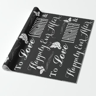 Papel De Presente Casamento "Amor, Rir e Feliz Nunca Depois"