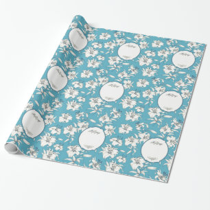 Papel De Presente Casamento Azul Claro Personalizado