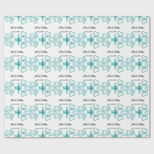 Papel De Presente Casamento azul turquesa casal nome data flstylish