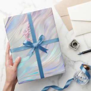 Papel De Presente Casamento Branco de Pérolas Azul Aqua