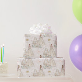 Papel De Presente Casamento Bridal Branco e Dourado 