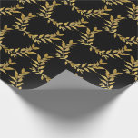 Papel De Presente Casamento Chic Elegante de Monograma de Folha Dour<br><div class="desc">Belo preto com sotaques reluzentes de folha dourada embrulhando papel que é chic e tão elegante. Ouro falso. Simples elegância no seu melhor. Minimalista e moderno.</div>