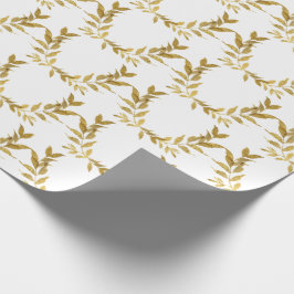 Papel De Presente Casamento Chic Elegante De Monograma Dourado Branc