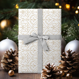 Papel De Presente Casamento clássico moderno elegante vintage dourad