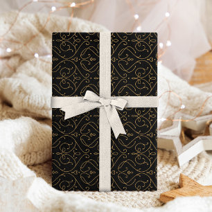 Papel De Presente Casamento clássico vintage moderno elegante dourad