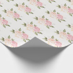Papel De Presente Casamento com Aquarela Floral Rosa<br><div class="desc">Embrulho presente bonito floral aquarela romântico lindo. As cores pastéis adicionam à beleza deste papel.</div>