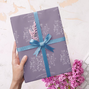 Papel De Presente Casamento com Aquarela Moderna de Flor Silvestre B