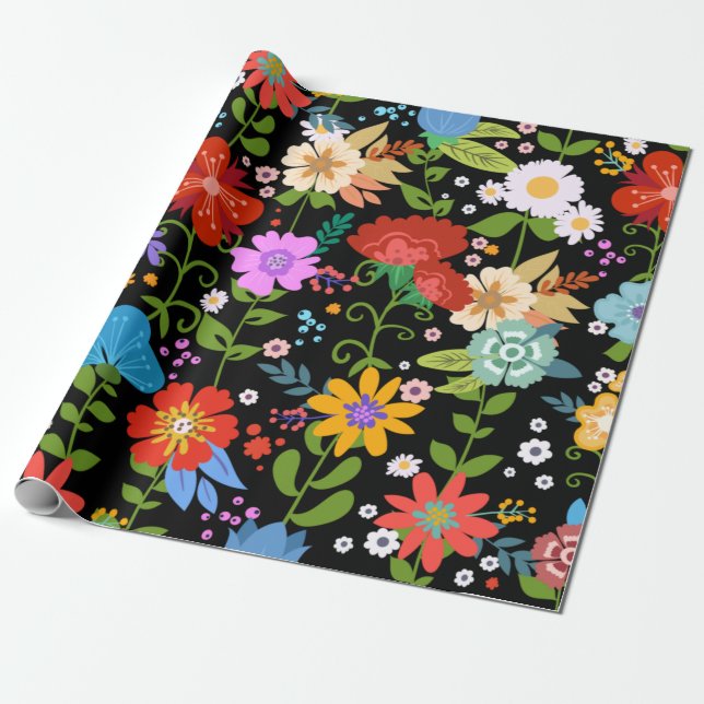 Papel De Presente Casamento com Arte Folclórica Mexicana (Desenrolado)