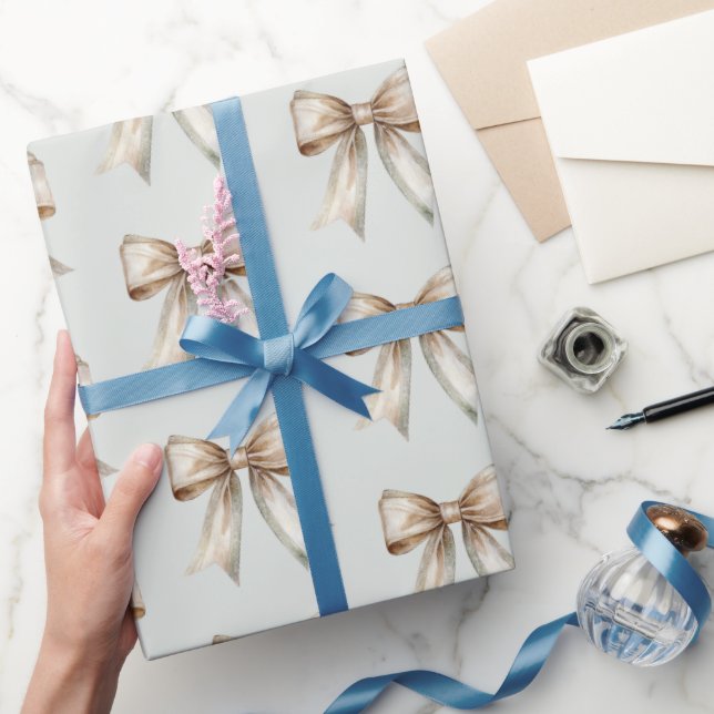 Papel De Presente Casamento com Laço Romano Rústico Verde Branco Dou (Presentear)