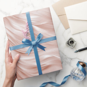 Papel De Presente Casamento com Listras Onduladas Rosa Bege