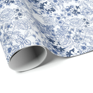 Papel De Presente Casamento com Padrão Toile-De-Jouy