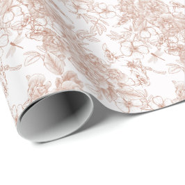 Papel De Presente Casamento com Padrão Toile-De-Jouy