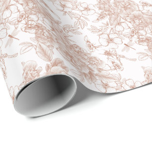 Papel De Presente Casamento com Padrão Toile-De-Jouy