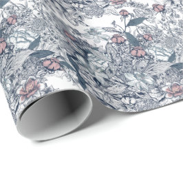 Papel De Presente Casamento com Padrão Toile-De-Jouy