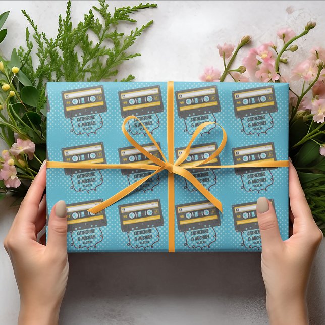 Papel De Presente Casamento com Pop de banda de fita retrô (Criador carregado)