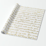 Papel De Presente Casamento com Tipografia Moderna Dourada Romântica<br><div class="desc">Dar presente de casamento em um moderno de ouro falso Eu amo você. O roteiro de tipografia faz uma apresentação incrível. Ideal para recém-casados,  chás de panela,  chás de casamento,  novas casas,  chás de noivado e muito mais.</div>