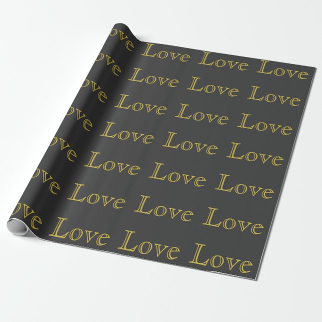 Papel De Presente Casamento de Amor Clássico Cinza Dourado Elegante (Desenrolado)