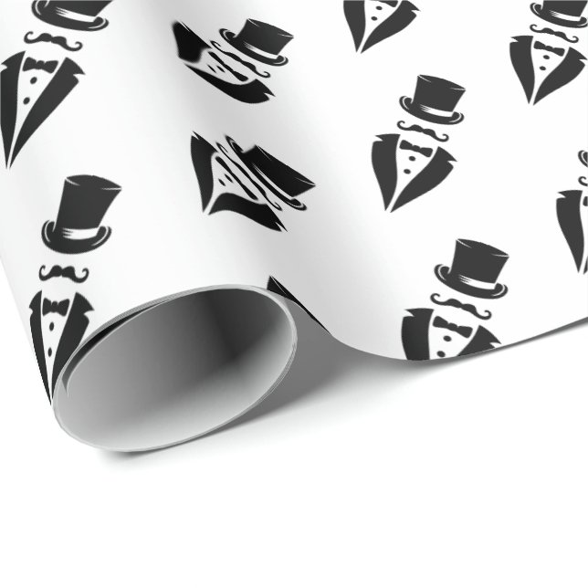 Papel De Presente Casamento de Bigode Tuxedo Chapéu Alto (Ponta do rolo)