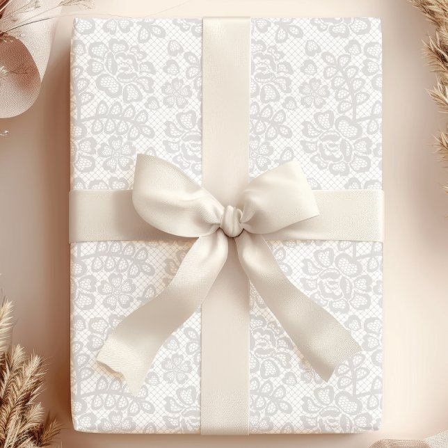 Papel De Presente Casamento de cadarços de colchões de Cinza elegant (Criador carregado)