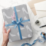 Papel De Presente Casamento de Calçados de alto salto com cinza bran<br><div class="desc">Calçados de salto alto de cinza de diamante branco Casamento ou Chá de panela</div>