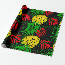 Papel De Presente Casamento de Caribe de Cores de Rasta jamaicana