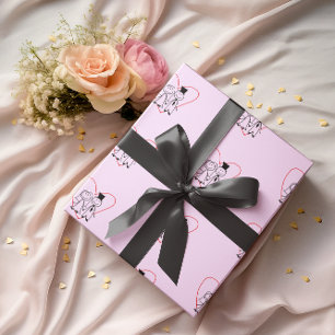 Papel De Presente Casamento de Casal de Coração de Amor