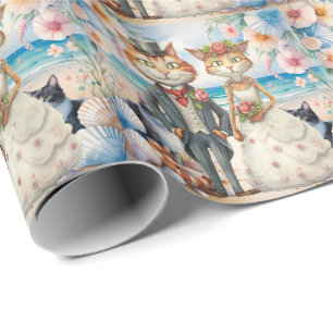 Papel De Presente Casamento de Cat com tema Noiva e praia de Groom