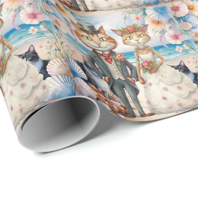 Papel De Presente Casamento de Cat com tema Noiva e praia de Groom (Ponta do rolo)