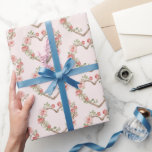 Papel De Presente Casamento de Coração Floral de Rosa vermelha Român<br><div class="desc">Casamento de Coração Floral com Rosa vermelha Romântica Blush Pink</div>