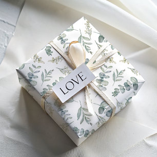 Papel De Presente Casamento de Eucalipto Verde com Aquarela Boho
