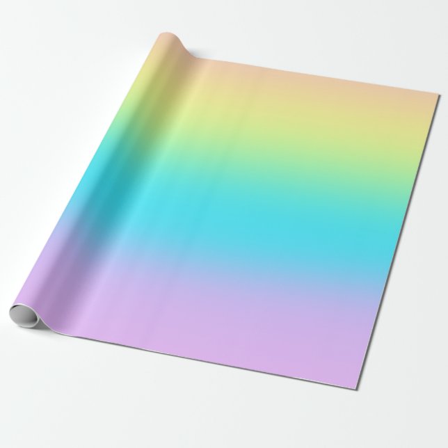 Papel De Presente Casamento de Gradiente Grande Pastel Rainbow (Desenrolado)